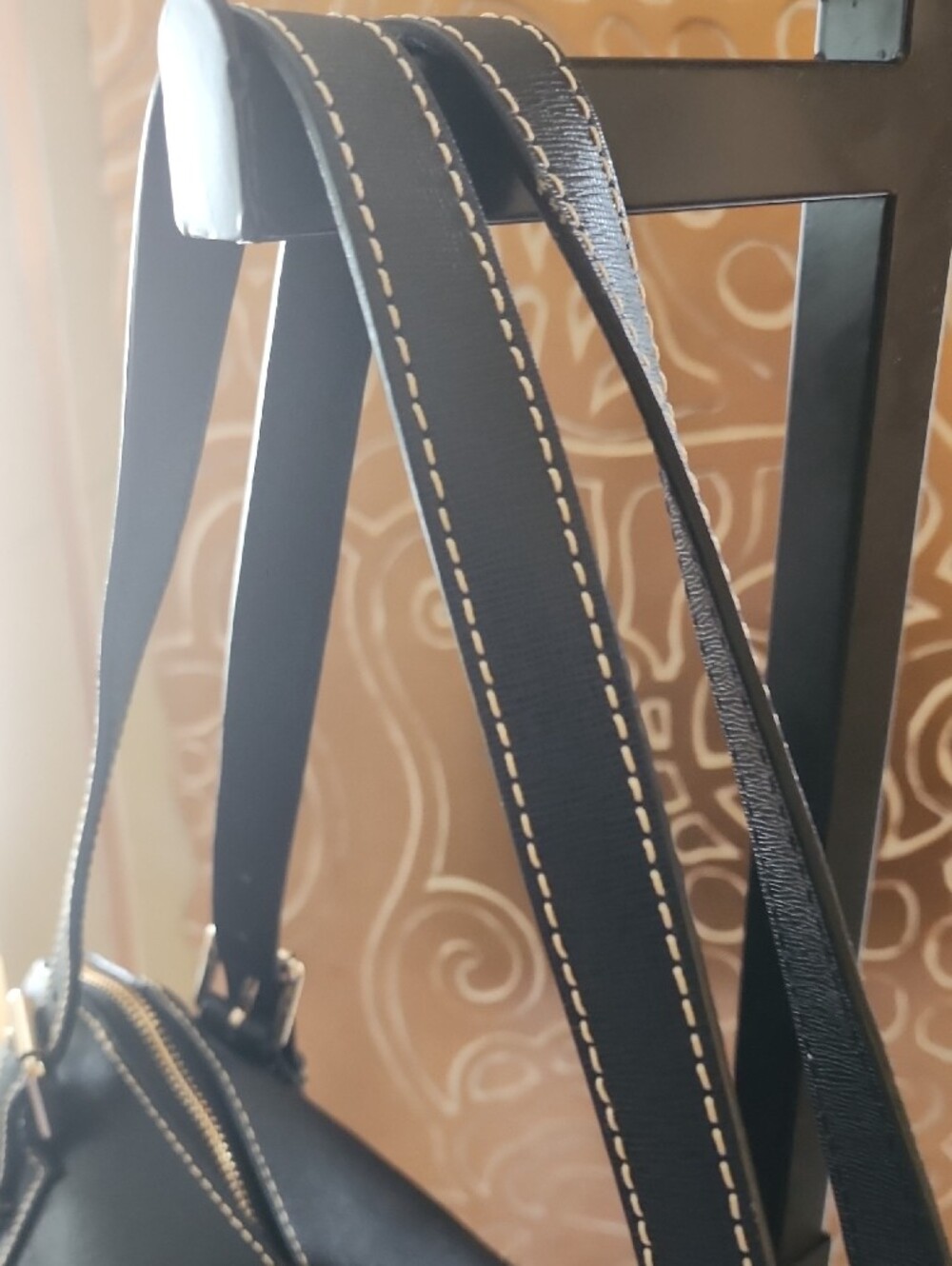 Dooney & Bourke Black Leather Shoulder Tote with Gold Hardware - Picture 7 of 9